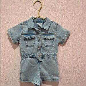 Zara Light Blue Denim Short Romper